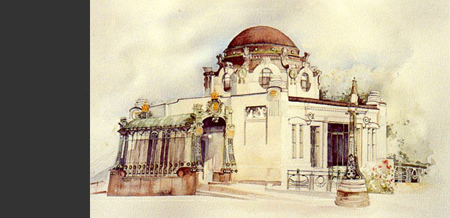 Otto Wagner Pavilion, Watercolour